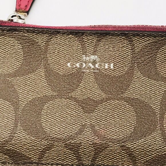 Coach Mini Skinny ID Case in Signature Brown Canvas & Cherry Leather F16107 Keys - Picture 3 of 12